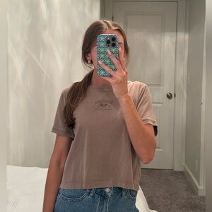 PAC sun cropped 🧸brown taupe t shirt medium tennis racket pickleball